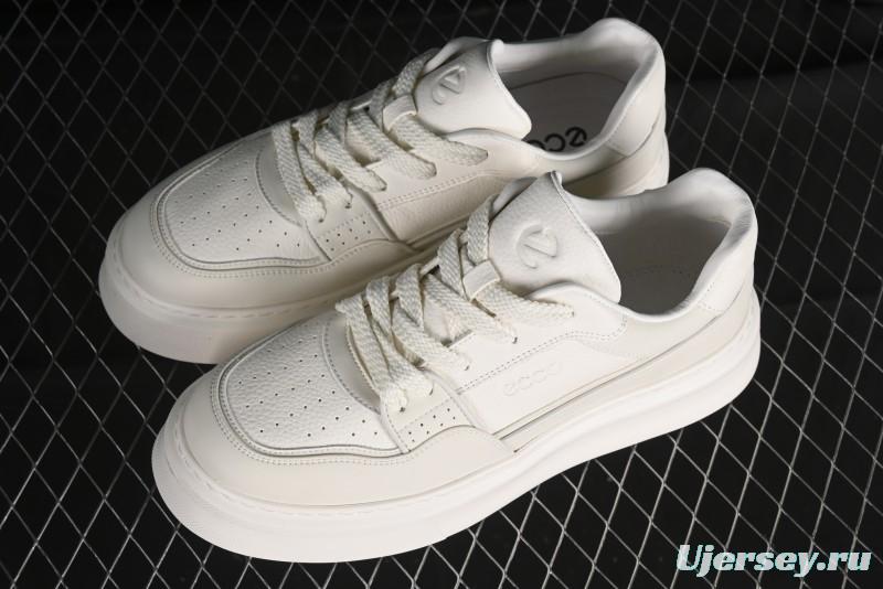 ECCO 2024 New Fashion Simple Versatile Genuine Leather White Sneakers - 61881301002