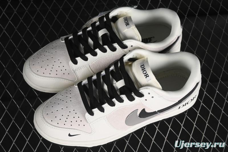 Nike SB Dunk Low Dior Collection - Beige Grey Black Swoosh Anniversary High-End Custom Low-Top Casual Skate Shoes - XD6188-041