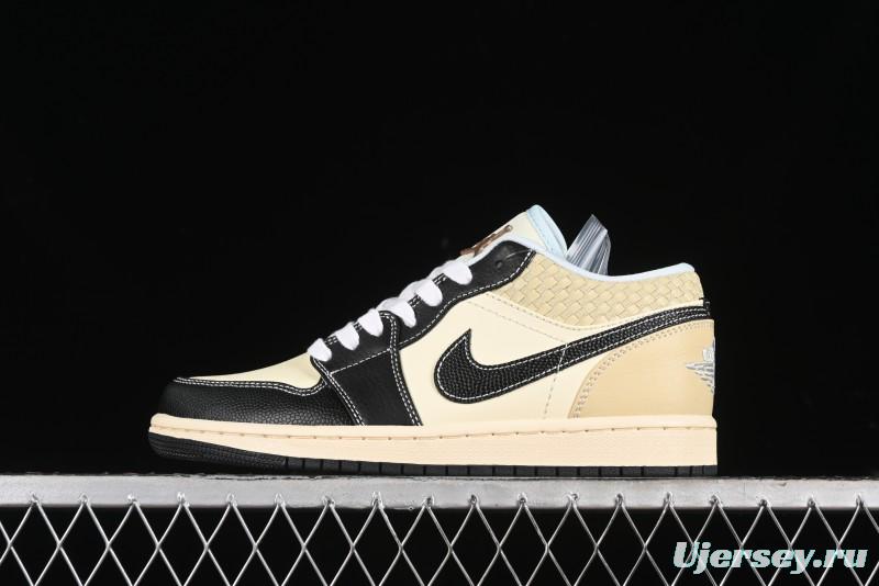 Nike Air Jordan 1 Low "Coconut Milk Black" Casual Basketball Shoes with Team Gold Accents - HQ3437-101
