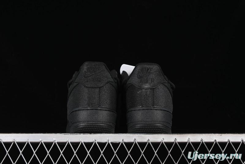 Nike Air Force 1 '07 Low Cleanfit High Street Retro Style All Black Star-Studded Diamond Accents Lace-Up Low-Top Casual Sneakers - ZH0316-030