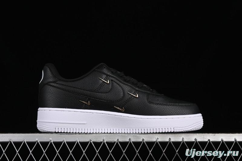 Nike Air Force 1 '07 Low Black Gold Swoosh Casual Sneakers - CT1990-001