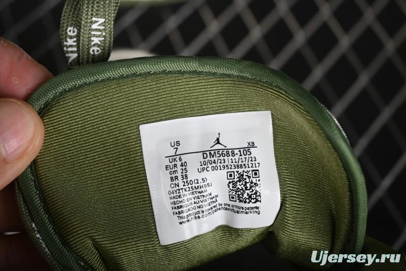 Nike Air Jordan 1 Low Retro Basketball Shoes in Off-White Olive Green - CF3688-019