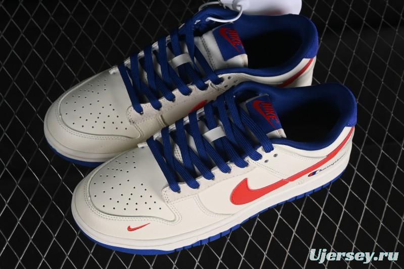 Nike SB Dunk Low Championship Collaboration - Off-White Red Swoosh Anniversary Custom Low-Top Casual Skate Shoes - KK1688-021