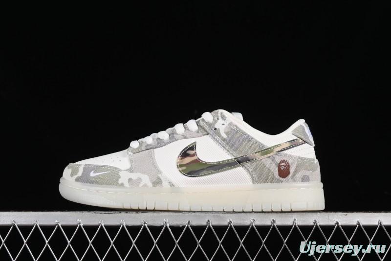Nike SB Dunk Low Bape Collaboration - Crystal Camouflage Anniversary Custom Low-Top Casual Skate Shoes - JH8040-941