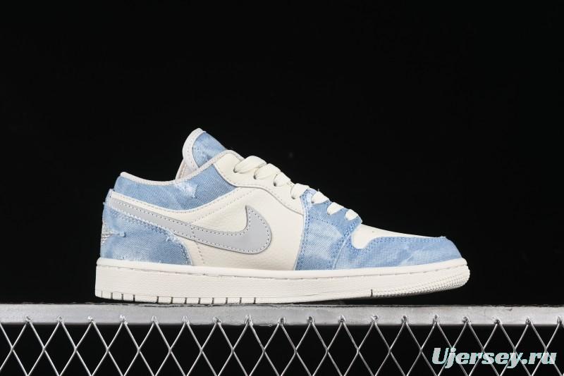 Nike Air Jordan 1 Low MLB Collaboration Retro Blue Denim Custom Basketball Shoes - DC2024-027