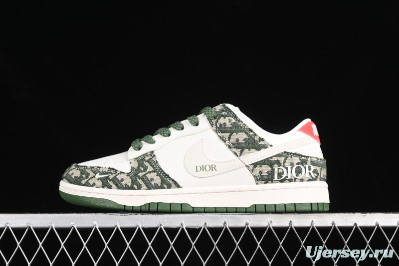 Nike SB Dunk Low Dior Collaboration - Navy Blue Pattern Anniversary High-End Custom Low-Top Casual Skate Shoes - XY1688-005