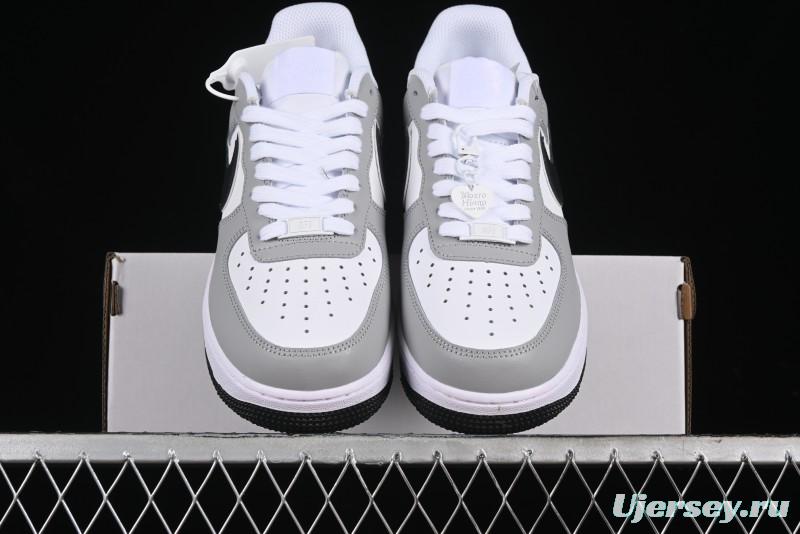 Nike Air Force 1 '07 Low White Grey Black Double Swoosh Casual Sneakers - DY8899-001