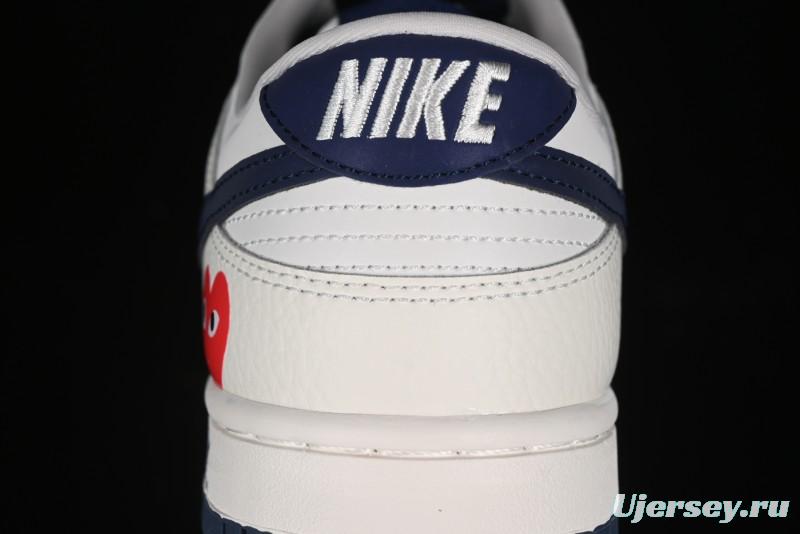 Nike SB Dunk Low Supreme Collaboration - Double Swoosh Beige Navy Anniversary Custom Low-Top Casual Skate Shoes - XX2025-668