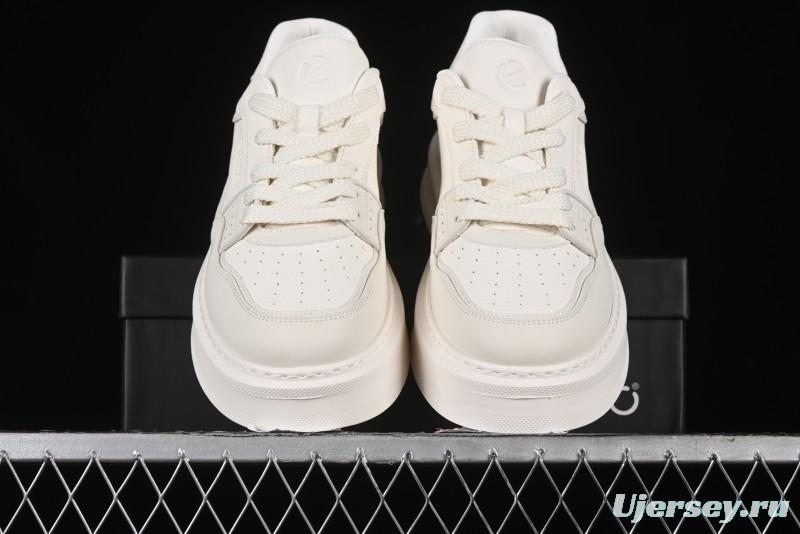 ECCO 2024 New Fashion Simple Versatile Genuine Leather White Sneakers - 61881301002