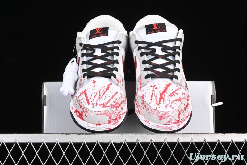 Nike SB Dunk Low Casual Skate Shoes - Anniversary Custom Edition in White/Grey/Black - LW1818-103