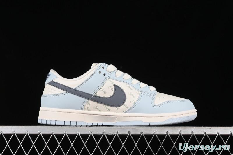 Nike SB Dunk Low Stussy Collaboration Anniversary Edition Light Blue Custom Low-Top Casual Skate Shoes - CF3688-012
