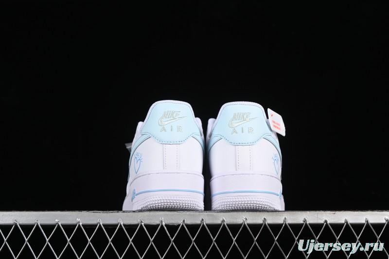 Nike Air Force 1 '07 Low Anime LOVE Series White Blue Spray Paint Casual Sneakers - CW2288-111