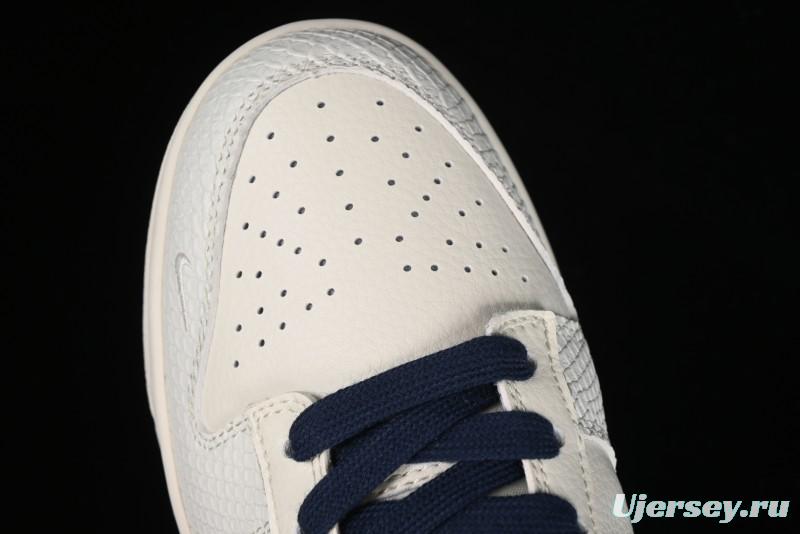 Nike SB Dunk Low Supreme Collaboration - White Dragon Scale Anniversary Custom Low-Top Casual Skate Shoes - BB8685-101
