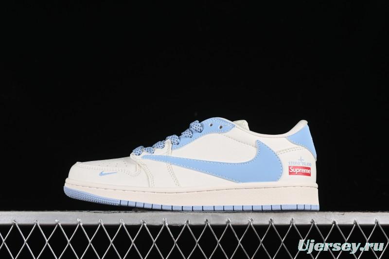 Nike Travis Scott x Fragment Design x Air Jordan 1 Low OG SP AJ1 Stone Island Collaboration - BB6588-105