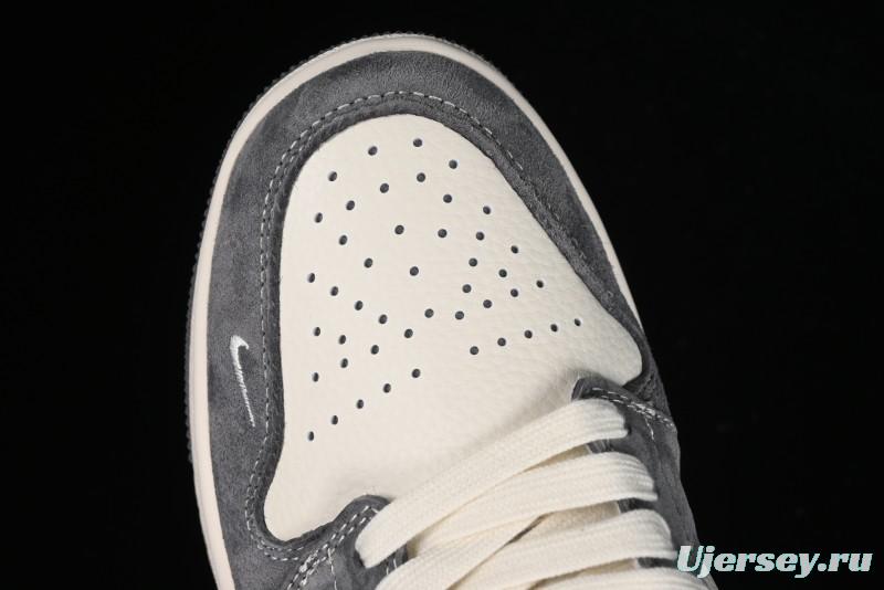 Nike Air Jordan 1 Low AJ1 Stussy Collaboration - Grey Pigskin Custom Low-Top Basketball Shoes - SJ9950-010