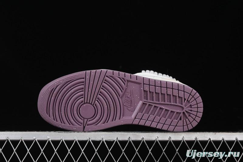 Nike Air Jordan 1 Low Retro Casual Sneakers with Smooth Leather and Suede - FQ8094-100