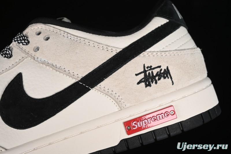 Nike SB Dunk Low x Supreme x Stussy Triple Collaboration Off-White Black Swoosh Anniversary High-End Custom Low-Top Casual Skate Shoes - SJ2068-270