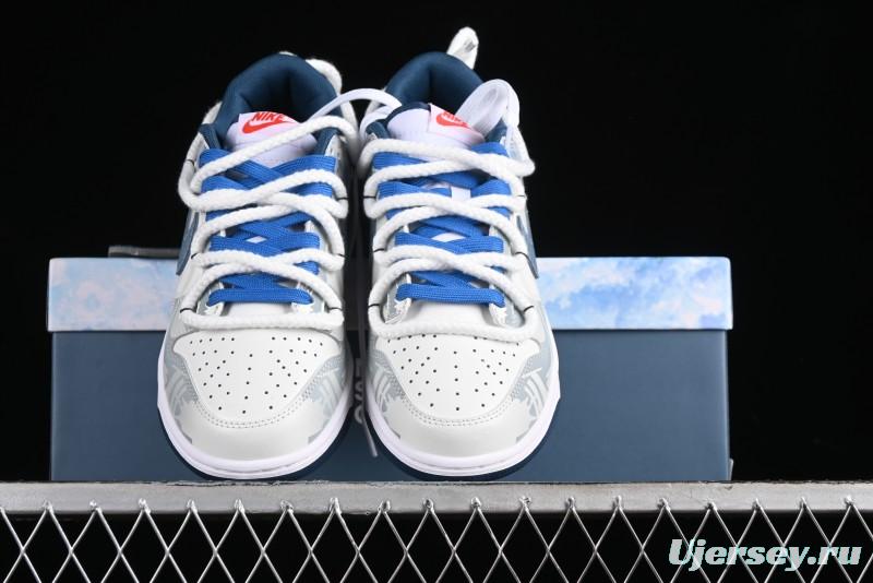 Nike Dunk Low Panda Prank Wave Rider - Silver Blue Shark Low Top Casual Sneakers - DD1391-400
