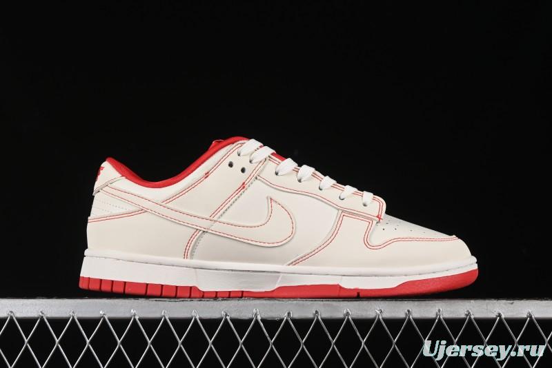 Nike SB Dunk Low Comme des Garcons Collaboration - Off-White Small Red Hook Anniversary High-End Custom Low-Top Casual Skate Shoes - KK1688-100