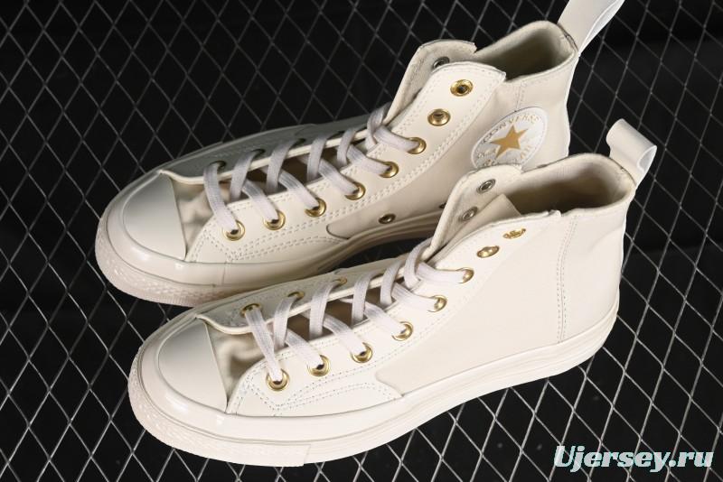 Converse Chuck 70s High Top Casual Sneakers with Cream Cloud and Gold Accents - A08232C