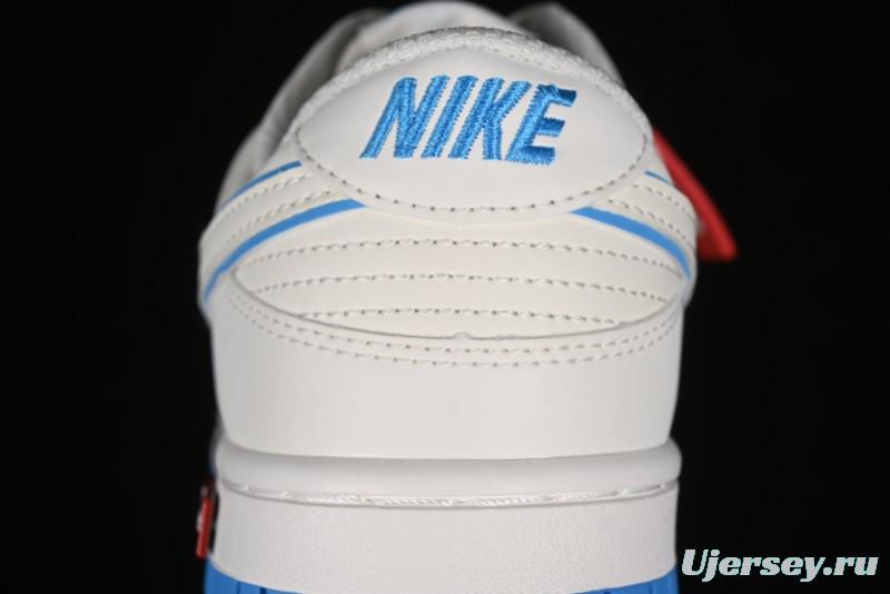 Nike SB Dunk Low Supreme Collaboration - Cream White with Sky Blue Swoosh Anniversary Customized Low-Top Casual Skate Shoes - DJ2024-012