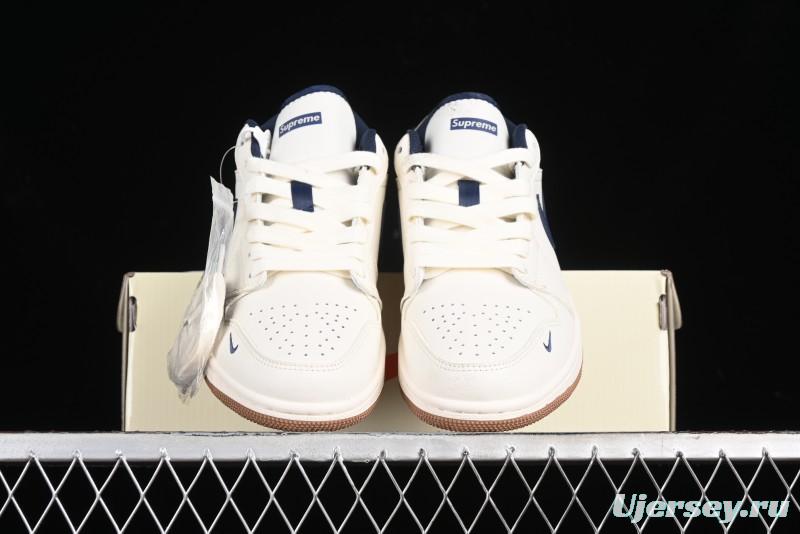 Nike Air Jordan 1 Low Supreme Collaboration Retro Basketball Shoes - WG8850-011