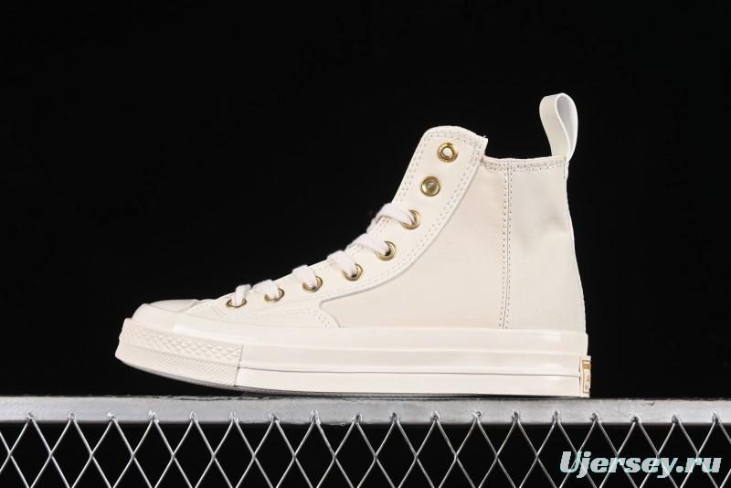 Converse Chuck 70s High Top Casual Sneakers with Cream Cloud and Gold Accents - A08232C