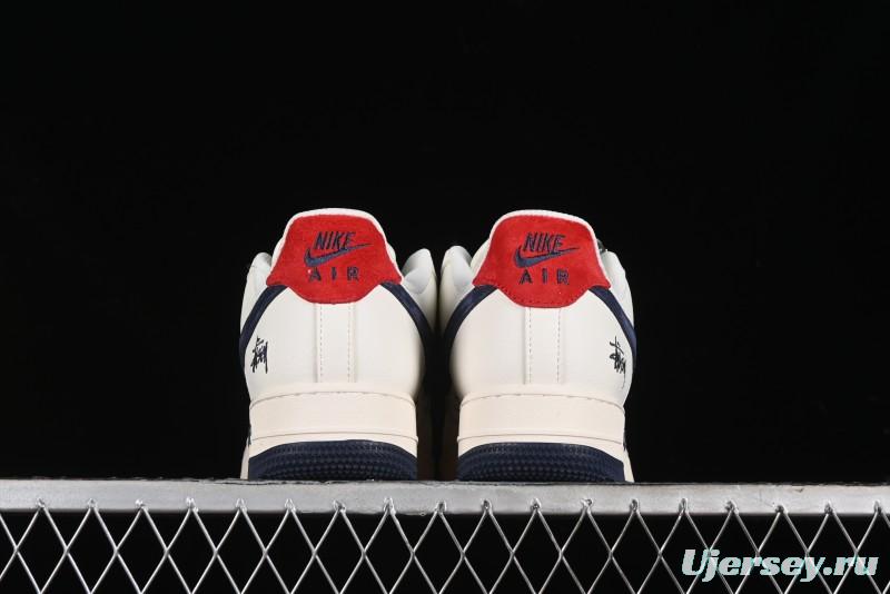 Nike Air Force 1 '07 Low Stussy Collaboration - Blue Red Print Low-Top Casual Sneakers - XZ3318-566