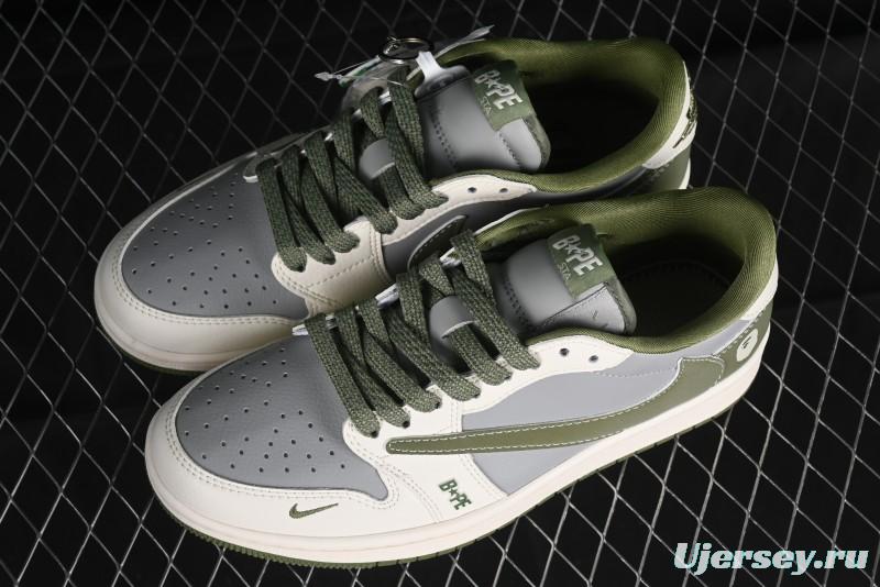 Nike Travis Scott x Fragment Design x Air Jordan 1 Low OG SP AJ1 Bape Collaboration - BB6511-621