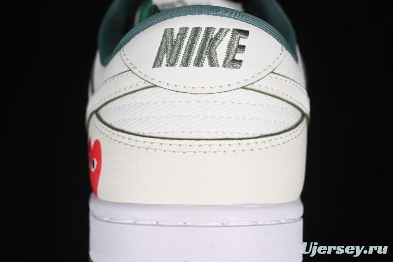 Nike SB Dunk Low Comme des Garçons Collaboration - Woven Beige White Swoosh Anniversary Custom Low-Top Casual Skate Shoes - KK1888-010