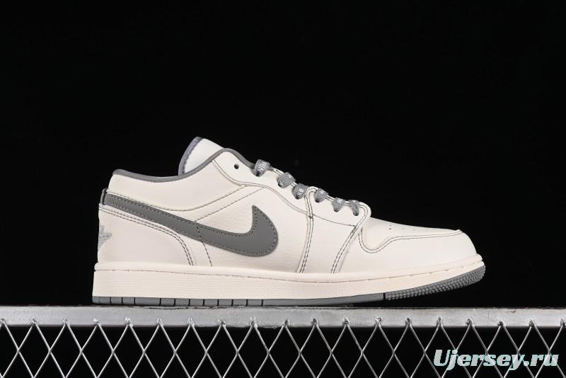 Nike Air Jordan 1 Low AJ1 Lightning Collaboration - Off White Grey Anniversary Custom Edition Low-Top Casual Sneakers - CF3688-020
