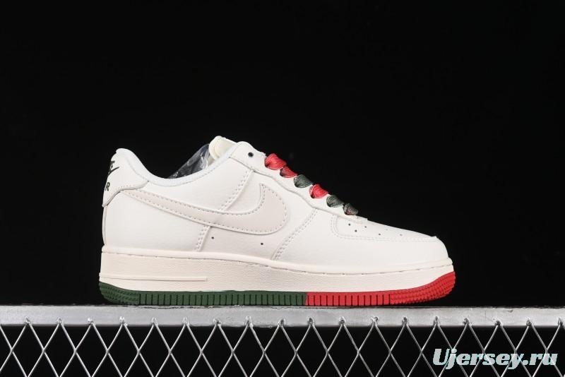 Nike Air Force 1 '07 Low Supreme Casual Sneakers in Beige Red Green - XZ6188-009