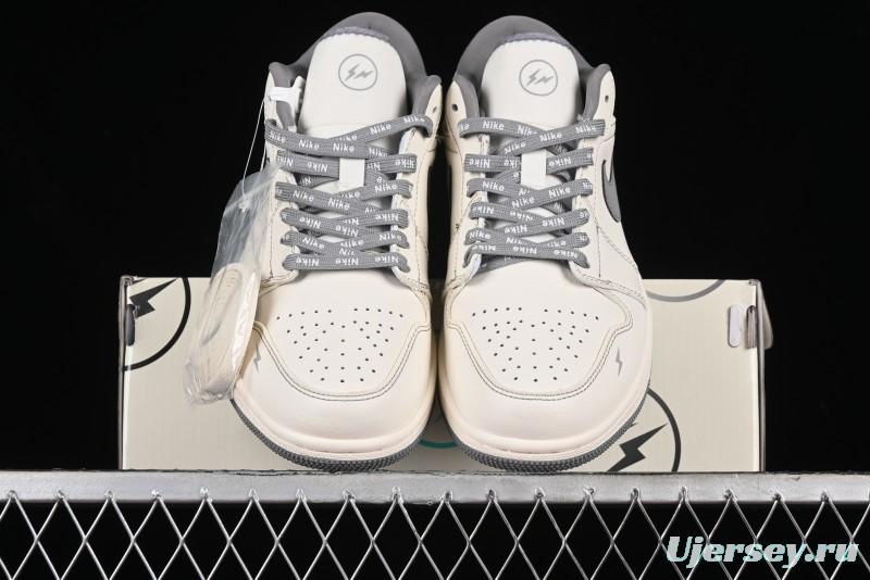 Nike Air Jordan 1 Low AJ1 Lightning Collaboration - Off White Grey Anniversary Custom Edition Low-Top Casual Sneakers - CF3688-020