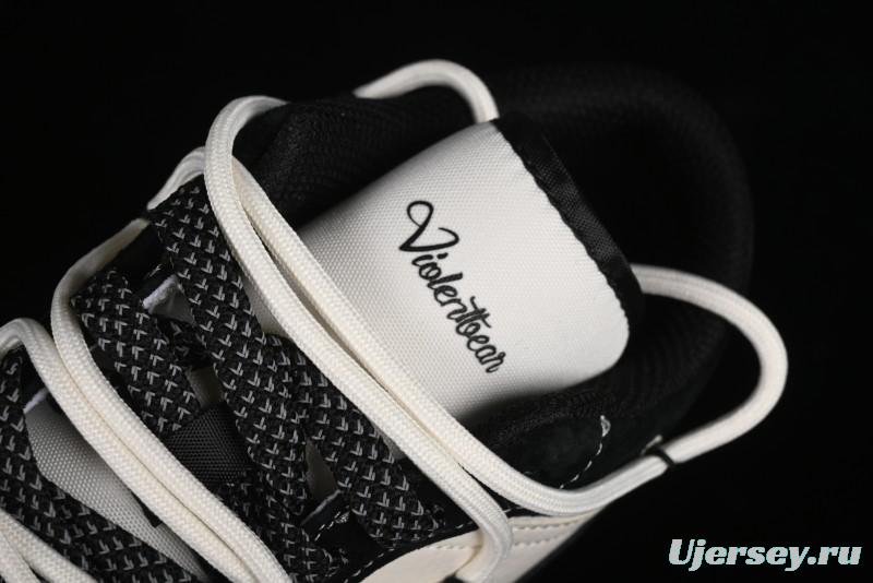 Nike Air Jordan 1 Low AJ1 x Violent Bear Collaboration - Black Beige Mark Line Custom Retro Basketball Shoes - SJ9950-013