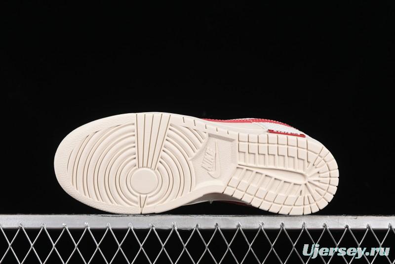 Nike SB Dunk Low Supreme Collaboration - White Dragon Scale Anniversary Custom Low-Top Casual Skate Shoes - BB8685-101