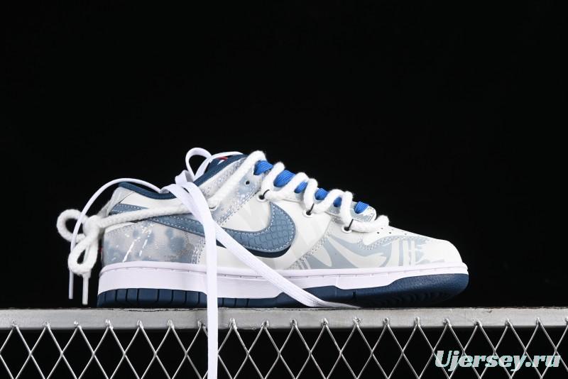 Nike Dunk Low Panda Prank Wave Rider - Silver Blue Shark Low Top Casual Sneakers - DD1391-400