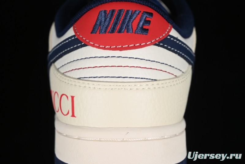 Nike SB Dunk Low Gucci Collaboration - Beige Blue Patchwork Anniversary High-End Custom Low-Top Casual Sneakers - XY1688-003