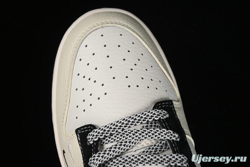 Nike SB Dunk Low Lightning Collaboration - Off White Black Double Swoosh Anniversary Custom Low-Top Casual Skate Shoes - XY1688-007