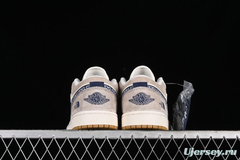 Nike Air Jordan 1 Low AJ1 The North Face Collaboration - White Grey Brown Custom High-End Basketball Shoes - LJ6688-001