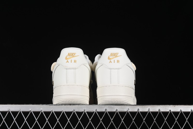 Nike Air Force 1 '07 Low Beige Deconstructed Swoosh Casual Sneakers - FX3654-111