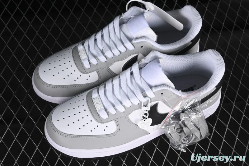 Nike Air Force 1 '07 Low White Grey Black Double Swoosh Casual Sneakers - DY8899-001