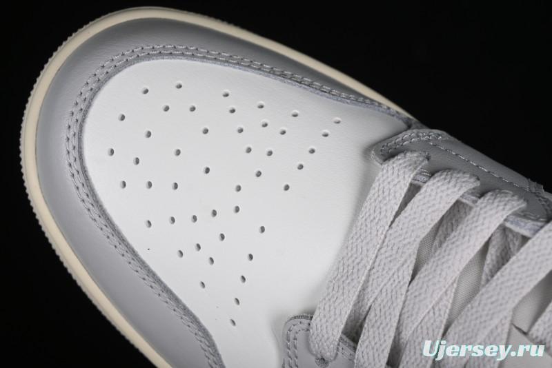 Nike Air Jordan 1 Low Casual Sneakers in White-Grey - FQ7687-300