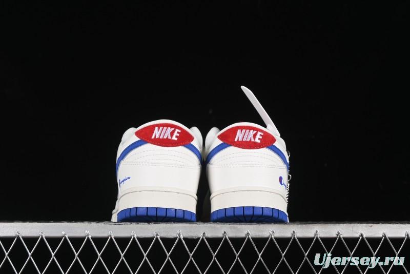 Nike SB Dunk Low Champion Collaboration - Blue Swoosh Anniversary Custom Low-Top Casual Skate Shoes - KK1333-001
