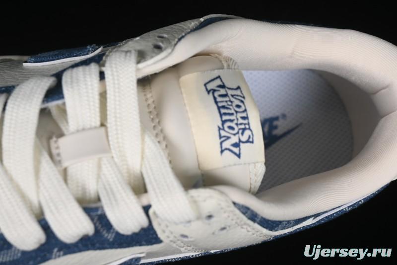 Nike SB Dunk Low LV Collaboration - Light Blue Denim Hook Anniversary High-End Custom Low-Top Casual Skate Shoes - JH8310-955