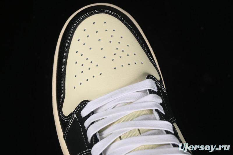 Nike Air Jordan 1 Low "Coconut Milk Black" Casual Basketball Shoes with Contrast Swoosh - HQ3437-101