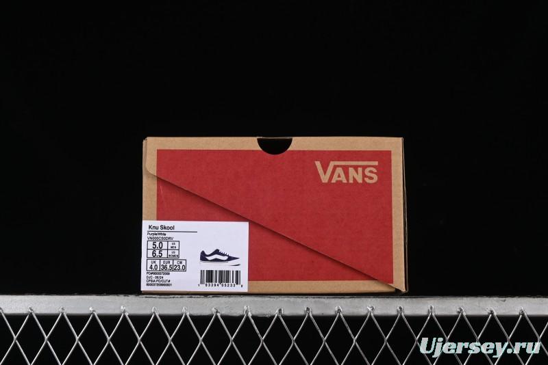 Vans Classics Knu Skool Full-Grain Leather Retro Sneakers with Chunky Silhouette - VN000CS0DRV