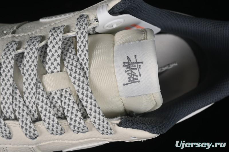 Nike Air Force 1 '07 Low Stussy Collaboration - Light Grey Double Swoosh Casual Sneakers - XZ6188-012