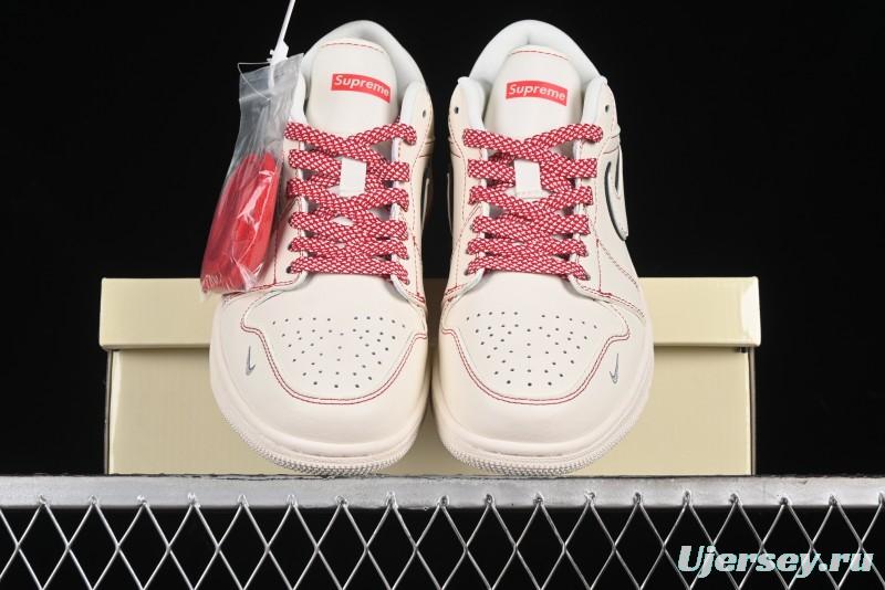 Nike Air Jordan 1 Low AJ1 Supreme Collaboration - Red Rabbit Retro Basketball Shoes - SJ9950-025
