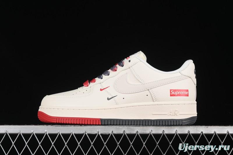 Nike Air Force 1 '07 Low Supreme Collaboration - Beige Red Blue Colorblock Casual Sneakers - XZ6188-228