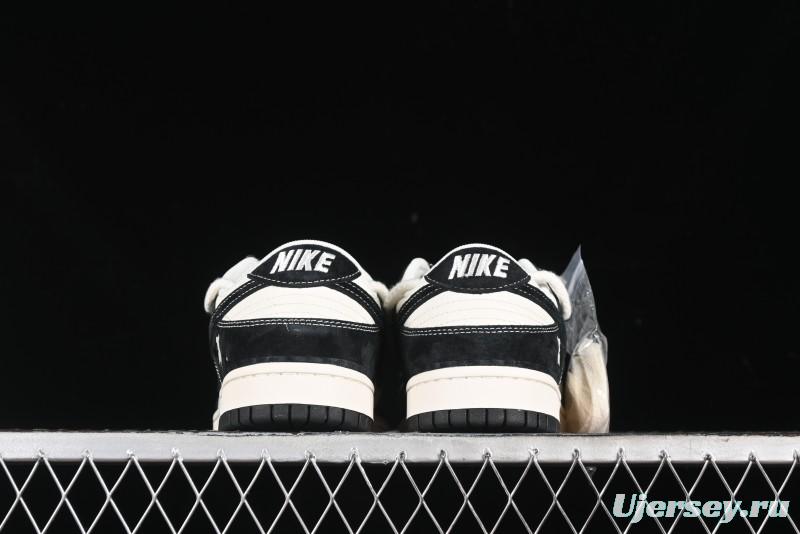 Nike SB Dunk Low Violent Bear Series - Lace-Up Beige with Black Swoosh Anniversary High-End Customized Low-Top Casual Skate Shoes - SJ2068-290